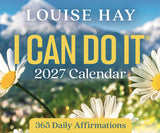 Louise Hay 2027 calendar with daisies and mountains in the background