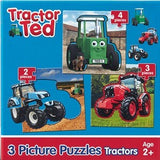 Tractor Ted 3 Picture Puzzles packaging with tractors and puzzle pieces.