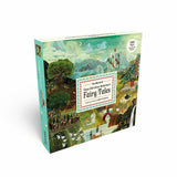 Jigsaw puzzle box featuring a colorful illustration of Hans Christian Andersen's fairy tales on a white background