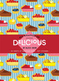Packaging of 'All Wrapped Up Delicious' by Alice Oehr with pie illustrations on a blue background.