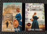 Two book covers by Sophie Rogers on a textured surface