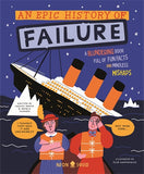 Book cover of 'An Epic History of Failure' with a sinking ship illustration and two people in life jackets.