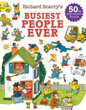 Book cover of 'Richard Scarry's Busiest People Ever' with colorful illustrations and text.