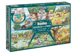 Disney Bunnies Search and Find Activity Book & Puzzle Set packaging with cartoon bunnies on a green background.
