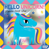 Book cover of 'Hello Unicorn!' with a colorful unicorn illustration and vibrant text.