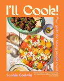 Book cover of 'I'll Cook!' with a colorful salad and drinks on an orange background