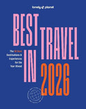 Lonely Planet travel guide cover for 2026 with pink and orange text on a blue background