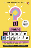 Book cover of 'The Worldwide Hit More Minute Cryptic' by Angas Tiernan and Liam Runnalls, featuring a bright yellow background with a large stylized question mark and colorful title text.