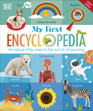 Cover of 'My First Encyclopedia' with colorful illustrations and text.