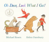 Book cover of 'Oh Dear, Look What I Got!' with illustrations of a bear, goat, parrot, and child.