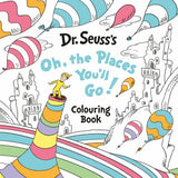Dr. Seuss's 'Oh, the Places You'll Go!' coloring book cover with colorful illustrations and text.