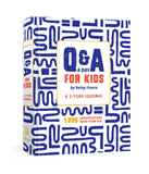 Book titled 'Q&A a Day for Kids' with blue and white design on a white background