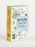 Sketch a Day Card Deck box by Season Gaddis from Search Press, featuring a white front cover with colorful sketch illustrations and a yellow spine.
