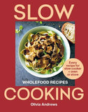 Book cover of 'Slow Cooking' by Olivia Andrews with a bowl of food on a red background