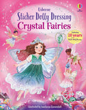 Book cover of 'Usborne Sticker Dolly Dressing Crystal Fairies' with a fairy character on a pink background.