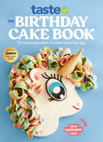 Book cover of 'The Birthday Cake Book' with a unicorn cake design on a blue background