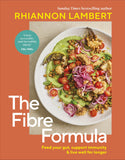 Book cover of 'The Fibre Formula' by Rhiannon Lambert with a plate of salad on an orange background.