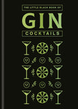 Book cover of 'The Little Black Book of Gin Cocktails' with green text and illustrations on a black background
