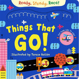 Children's book cover titled 'Things That Go!' with colorful illustrations and text.