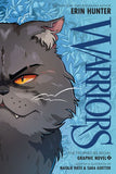 Cover of 'Warriors The Prophecies Begin #2', featuring a close-up of a gray cat with amber eyes against a blue patterned background, indicative of the series' adventurous theme.