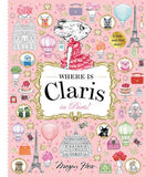 Cover of the book 'Where is Claris in Paris!' featuring a colorful illustration of a mouse character, Claris, in a vibrant and detailed Parisian background with various landmarks and items associated with the city of Paris.