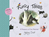 Cover of the book 'Furry Tales: A Treasury of Cat Mischief' by Lynley Dodd, featuring illustrations of cats in various playful poses around a tree.